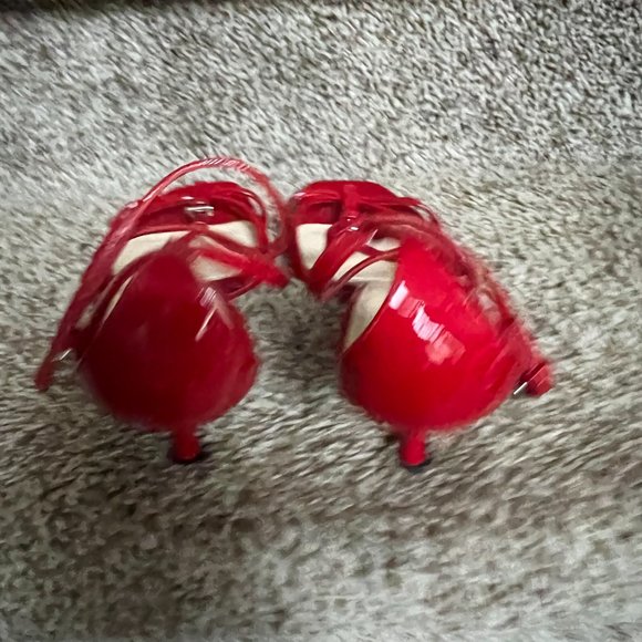 Prada Women's Red Patent Leather Strap Shoes. - Picture 5 of 13